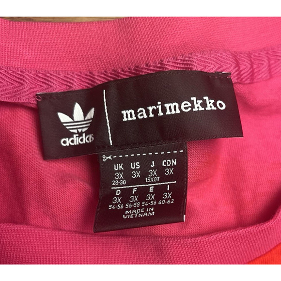 Adidas X Marimekko Shirt Wave Designer Oversized Tee Sports Pink Red 3X - Picture 7 of 15